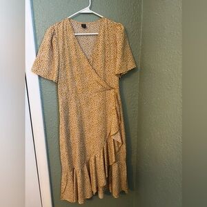 Floral Wrap Dress in Yellow